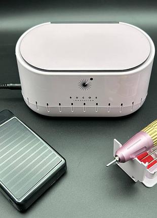 Мощный фрезер для маникюра bucos nail drill x3 pro 35000 об/мин 65 вт, light pink