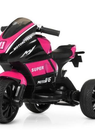 Дитячий електромотоцикл super moto v6 (рожевий колір)1 фото