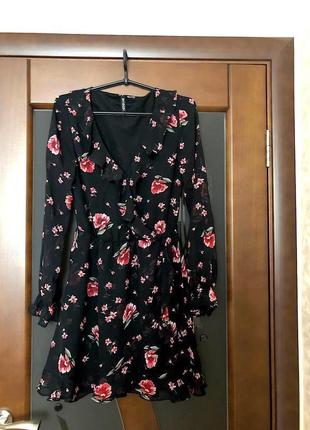 Трендовое платье от h&m "маки" р-р xs