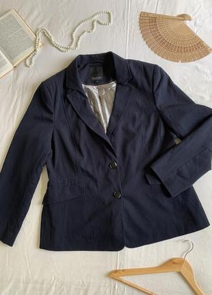 Классический темно-синий однобортный пиджак (размер 46/18)