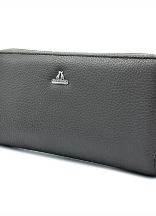 Шкіряний гаманець сірий гаманець преміум класу сучасний якісний гаманець для дівчини гаманець для жінки1 фото