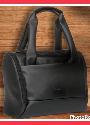 Cпортивная cумка sambag женская черная сумка для тренировок в зал  вместительная сумка для девушек из кожзама1 фото