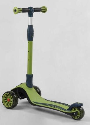 Самокат триколісний дитячий, зелений самокат на 3 колеса зі світлом від 3 років5 фото