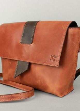 Женская кожаная сумка nora коньячно-коричневая винтажная качественная женская сумка кроссбоди кожаная3 фото