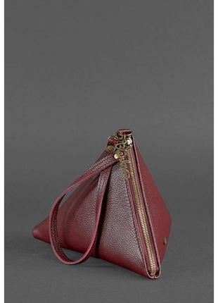 Кожаная женская сумка-косметичка пирамида марсала оригинальная женская сумочка из натуральной кожи флотар3 фото