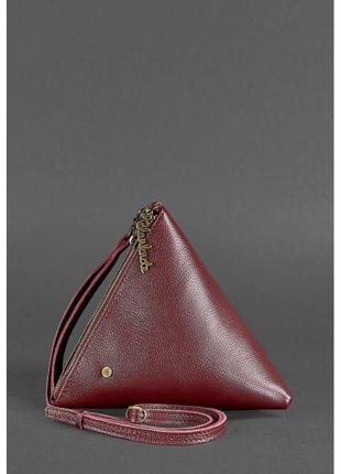Кожаная женская сумка-косметичка пирамида марсала оригинальная женская сумочка из натуральной кожи флотар2 фото
