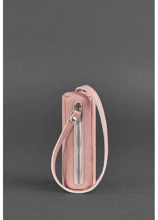 Женская кожаная ключница тубус розовая стильная качественная ключница для девушки современный чехол для ключей