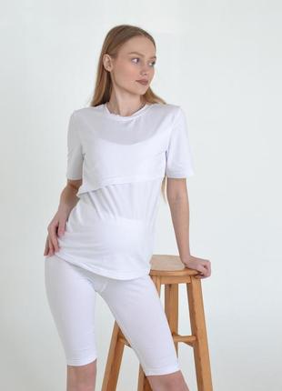 Біла сучасна футболка для вагітних і годуючих 42-56рр.2 фото