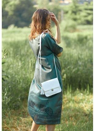 Кожаная женская бохо-сумка лилу белая стильная бохо сумка ручной работы женская сумка бохо кожаная