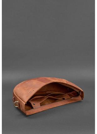 Женская наплечная сумка из натуральной кожи кожаная женская сумка круассан светло-коричневая сумка женская5 фото