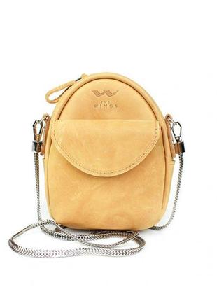 Шкіряна жіноча міні-сумка kroha жовта вінтажна оригінальна жіноча сумка через плече преміум класу5 фото