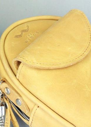 Шкіряна жіноча міні-сумка kroha жовта вінтажна оригінальна жіноча сумка через плече преміум класу4 фото