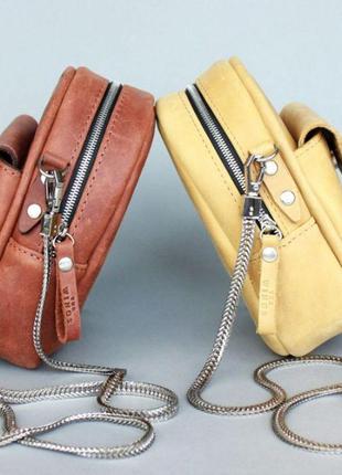 Шкіряна жіноча міні-сумка kroha жовта вінтажна оригінальна жіноча сумка через плече преміум класу3 фото