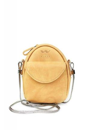 Шкіряна жіноча міні-сумка kroha жовта вінтажна оригінальна жіноча сумка через плече преміум класу
