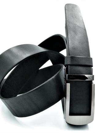 Мужской кожаный ремень-автомат  чёрный мужской качественный ремень классический ремень для мужчины2 фото