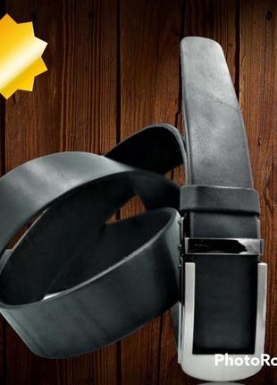 Мужской кожаный ремень-автомат  чёрный мужской качественный ремень классический ремень для мужчины