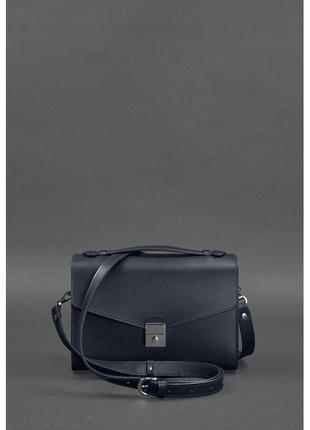 Женская кожаная сумка-кроссбоди lola темно-синяя элегантная сумочка для девушек современная женская сумка4 фото