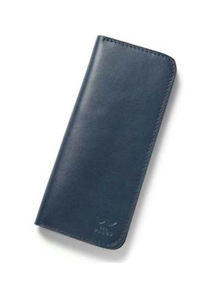 Удобное портмоне из натуральной кожи красивый кошелек кожаное портмоне для мужчин и женщин middle цвет синий2 фото