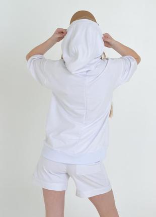 Белый летний комплект футболки и шорты для беременных и кормящих 42-56рр.2 фото