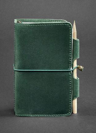 Кожаный блокнот (софт-бук) зеленый блокнот премиум класса для деловых женщин блокнот из натуральной кожи5 фото
