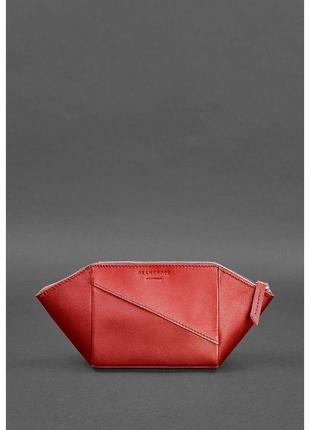 Оригінальна жіноча косметичка на блискавці жіноча шкіряна сумочка червона якісна жіноча косметичка
