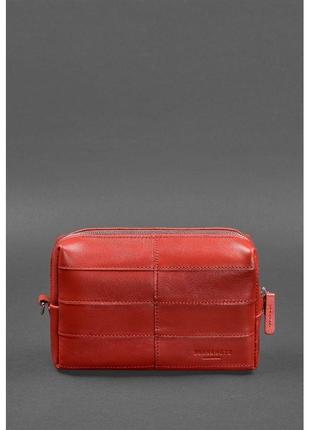 Шкіряна сумочка дівчині стильний несесер колір червоний якісний дорожній жіночий органайзер несесер1 фото
