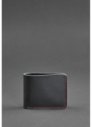 Красивий чоловічий гаманець портмоне преміум класу чоловіче чоловіче шкіряне портмоне чорне з червоною ниткою1 фото