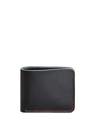 Красивый мужской кошелек портмоне премиум класса мужское мужское кожаное портмоне черное с красной нитью6 фото