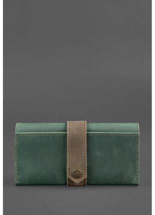 Стильный женский кошелек премиум класса большой кошелек женский кожаное женское портмоне зеленое с коричневым