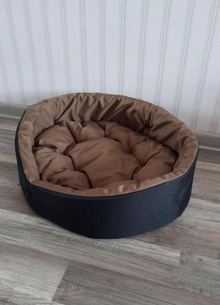 Лежак для собак і кішок 40х50 см лежанка для невеликих собак чорний із койот2 фото
