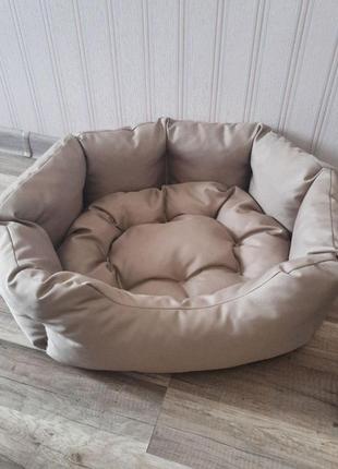 Лежанка для собак і котів 35х45 см бежевий лежак для маленьких собак і цуценят2 фото