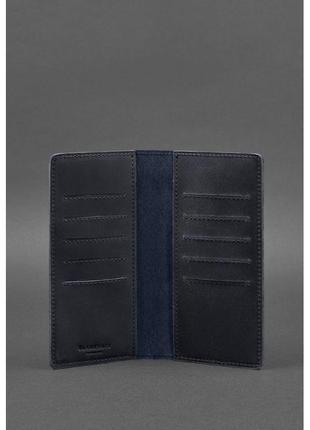 Красивый кошелек из натуральной кожи кожаное портмоне-купюрник темно-синее практичное портмоне премиум класса3 фото
