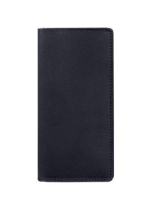 Красивый кошелек из натуральной кожи кожаное портмоне-купюрник темно-синее практичное портмоне премиум класса6 фото