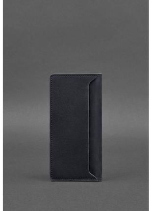 Красивый кошелек из натуральной кожи кожаное портмоне-купюрник темно-синее практичное портмоне премиум класса4 фото
