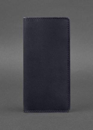 Красивый кошелек из натуральной кожи кожаное портмоне-купюрник темно-синее практичное портмоне премиум класса5 фото