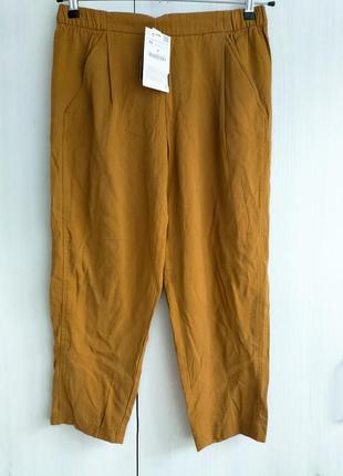 Новые натуральные укороченные брюки zara, размер м