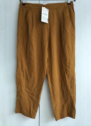 Новые натуральные укороченные брюки zara, размер м4 фото