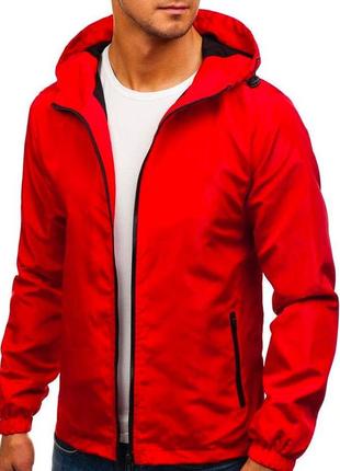 Ветровка мужская весенняя осенняя с капюшоном водоотталкивающая куртка весна осень as красная2 фото