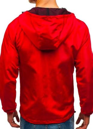 Ветровка мужская весенняя осенняя с капюшоном водоотталкивающая куртка весна осень as красная3 фото