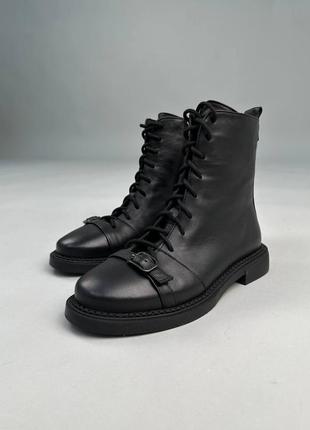 Ботинки женские кожаные черные демисезонные