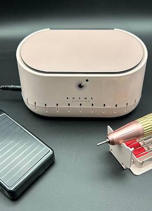 Потужний фрезер для манікюру bucos nail drill x3 pro 35000 про/хв 65 вт, powdery