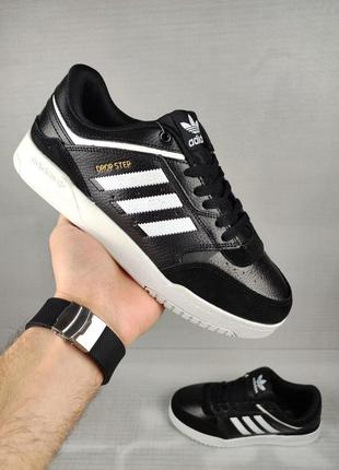 Кросівки чоловічі шкіряні adidas drop step black&white демісезон