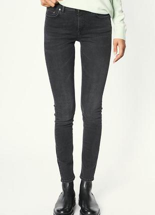 Acne studios чорні джинси скини з блискавками на нозі