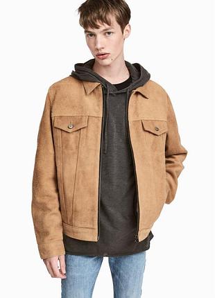 Шкіряна куртка h&m suede camel jacket