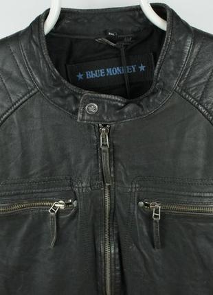 Качественная кожаная куртка blue monkey charcoal leather jacket2 фото