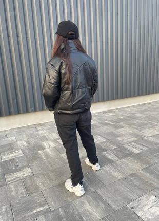 Стильная осенняя куртка из экокожи, женская куртка на осень деми4 фото