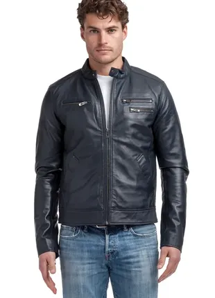 Стильна шкіряна куртка chyston alessandro navy leather jacket