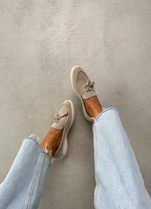 Лоферы бежевые молочные loro piana лоро пиана 36 37 38 39 40