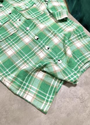 Сорочка рубашка теплая удлиненная зеленая стильная актуальная7 фото