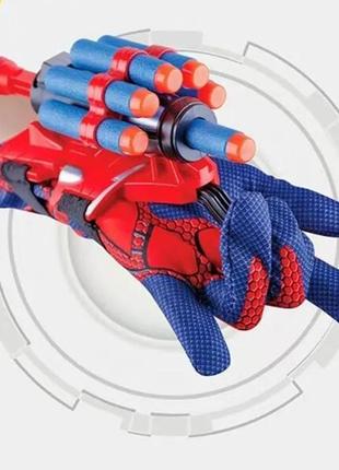 Игровой набор человека паука marvel spiderman на одну руку, перчатка, 5патронов, 2 ремня, 1 пусковая установка